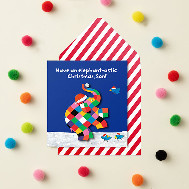 Elmer the Elephant-astic Christmas, Handmade Greeting Card
