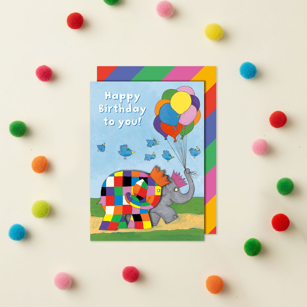 Happy Birthday To You! Elmer the Elephant Handmade Greeting Card