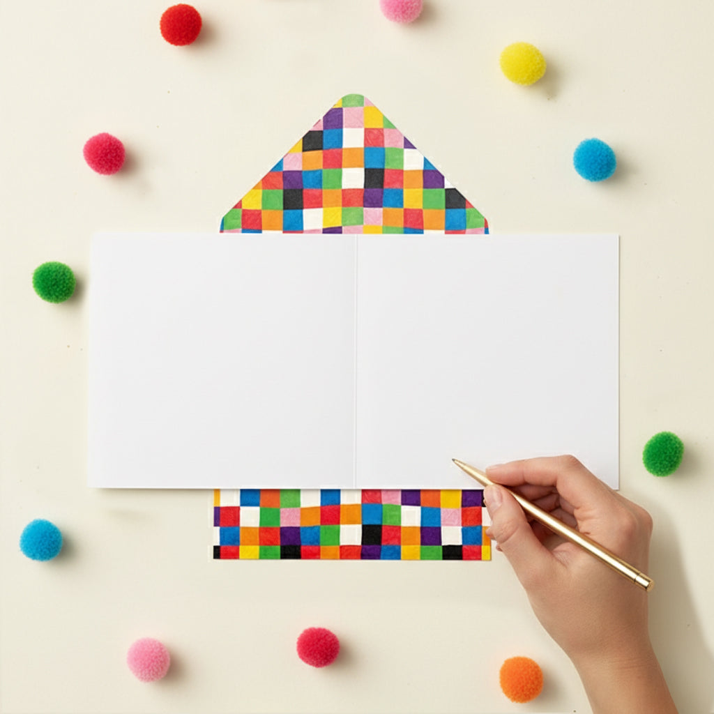 Welcome To The World Little One Elmer the Elephant, Handmade Greeting Card