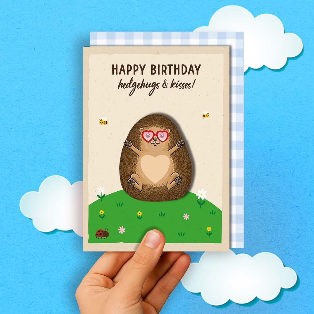 Handmade Cute Hedgehog Birthday Card