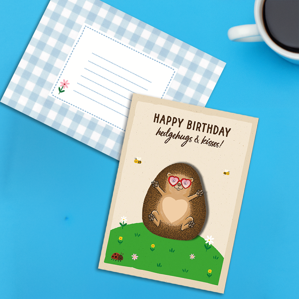 Handmade Cute Hedgehog Birthday Card