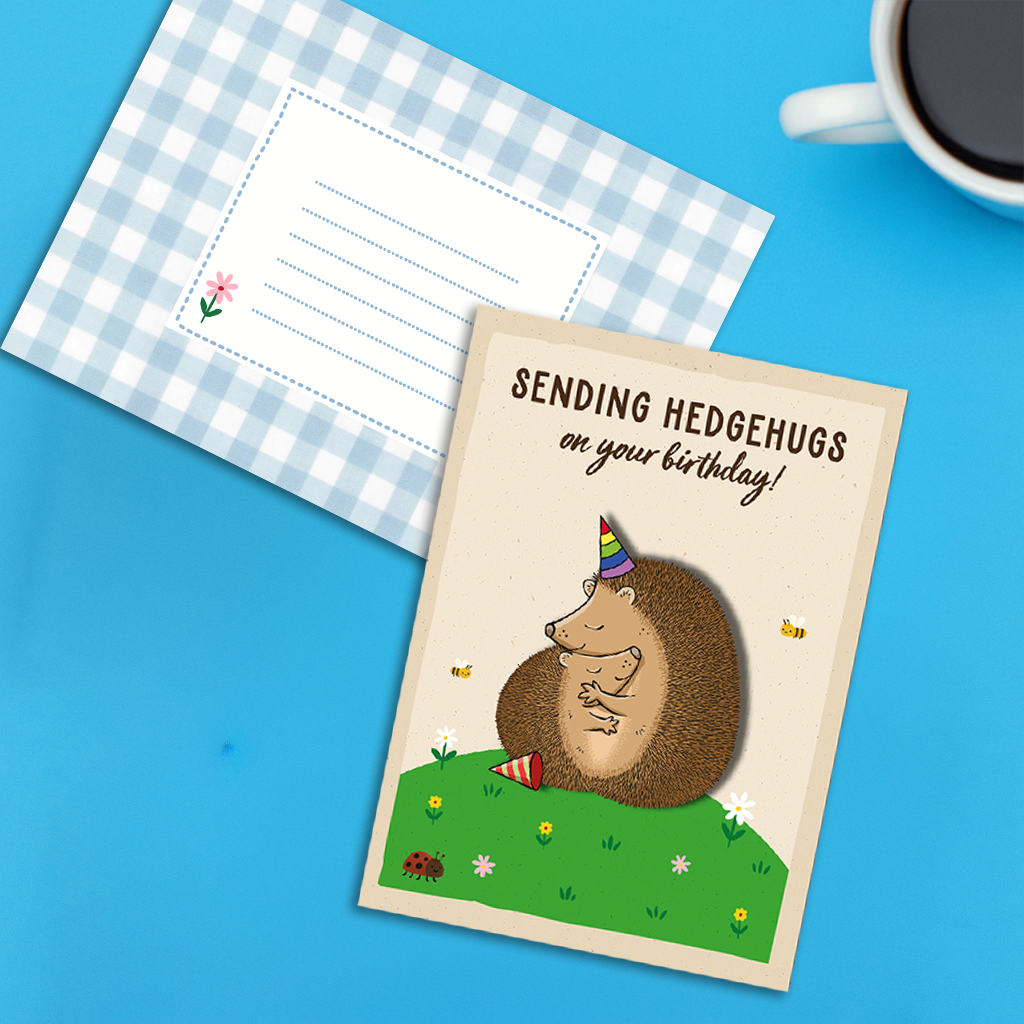 Handmade Cute Hedgehogs Birthday Card