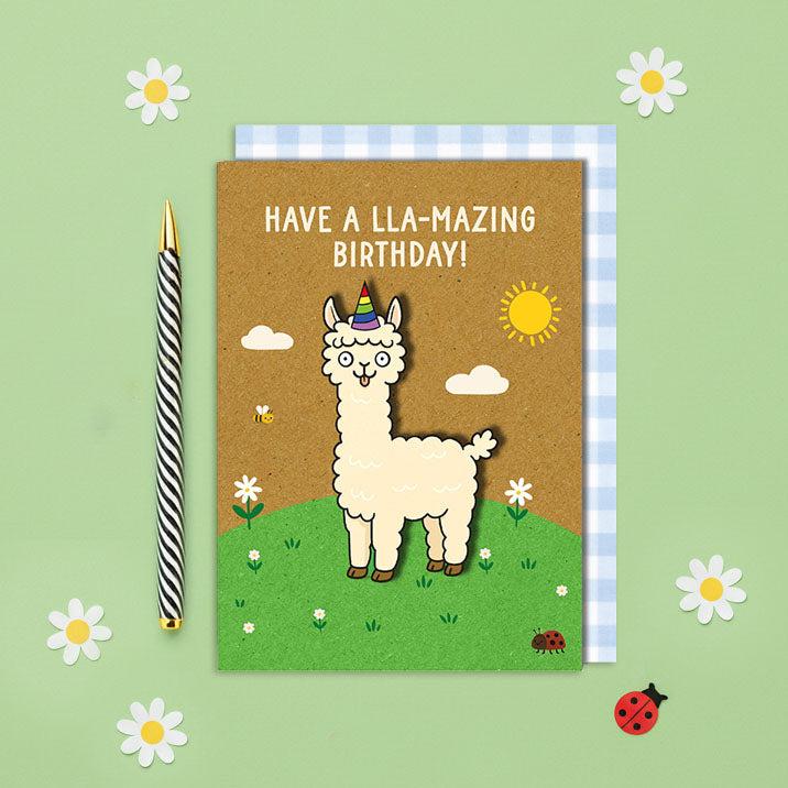 Handmade 3D Funny Llama Birthday Card