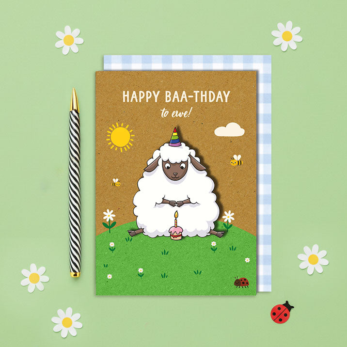 Handmade 3D Sheep Birthday Card