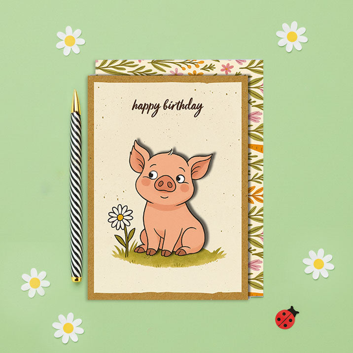 Cute Piggy 3D Handmade Birthday Card