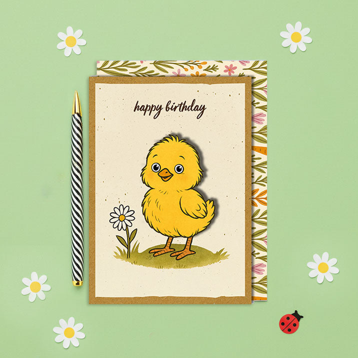 Handmade Cute Chick 3D Birthday Card