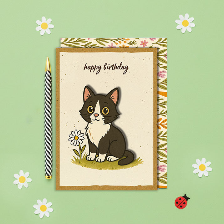 Handmade Cute Kitten 3D Birthday Card
