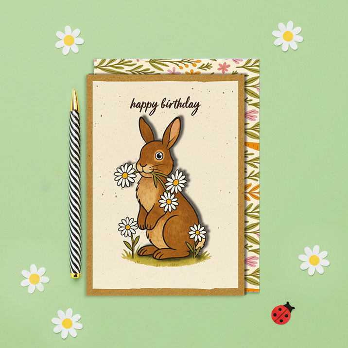 Handmade Cute Bunny 3D Birthday Card