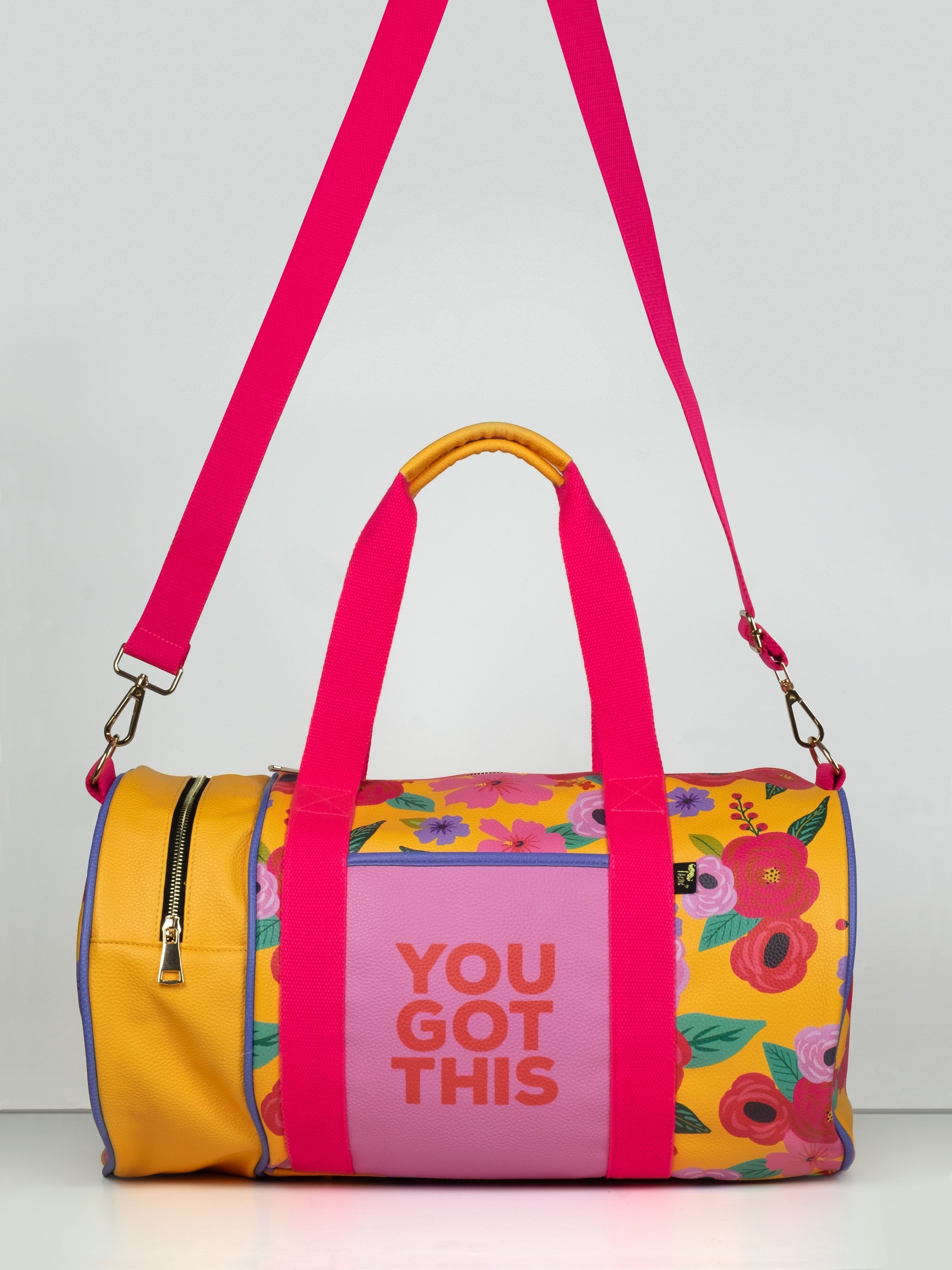 You Got This Floral Gym Barrel Bag