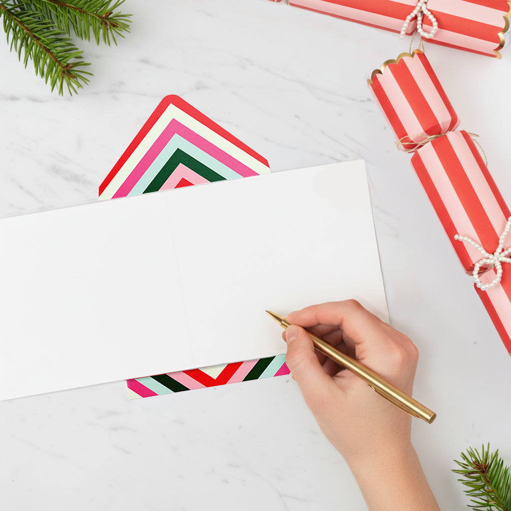 Merry Christmas 3D Striped Present, Handmade Greeting Card