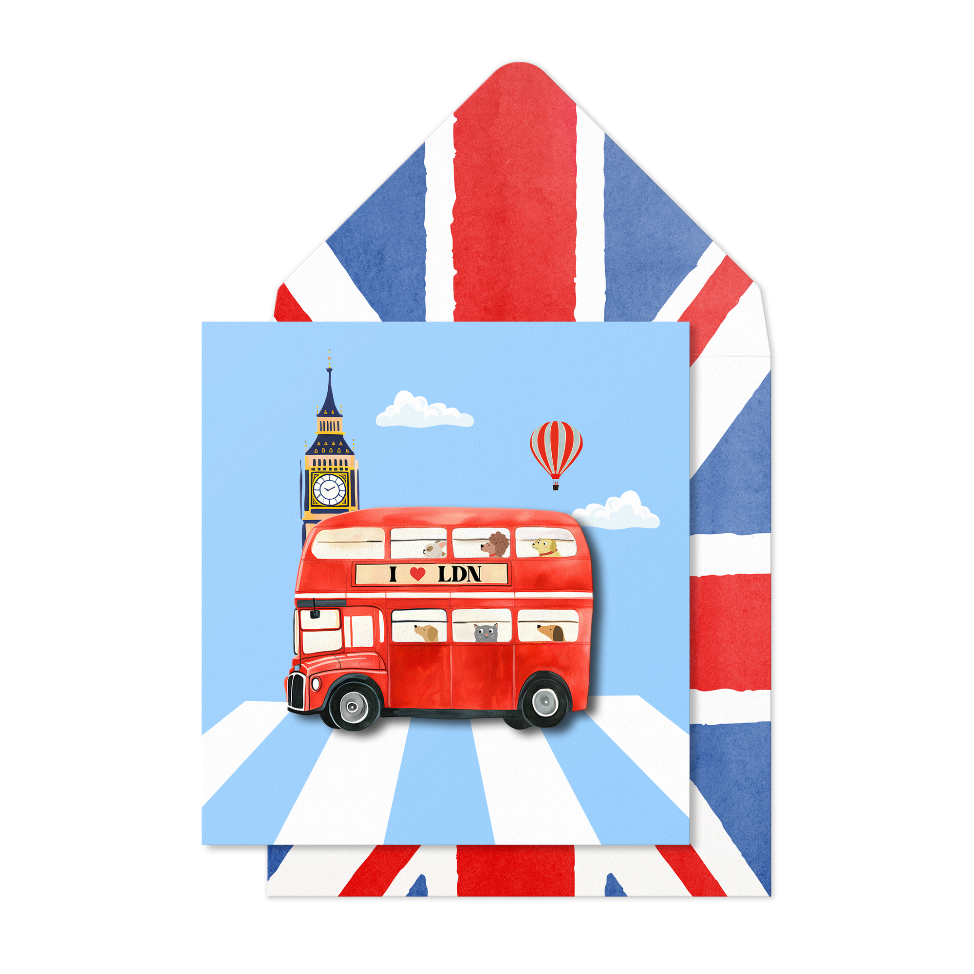 London Bus & Big Ben Greeting Card