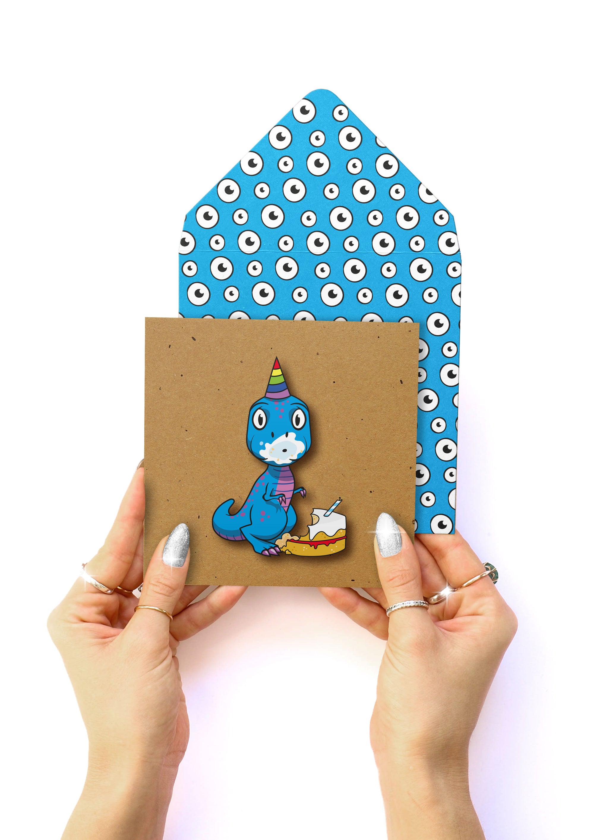 Birthday Dinosaur, Kids Handmade Greeting Card