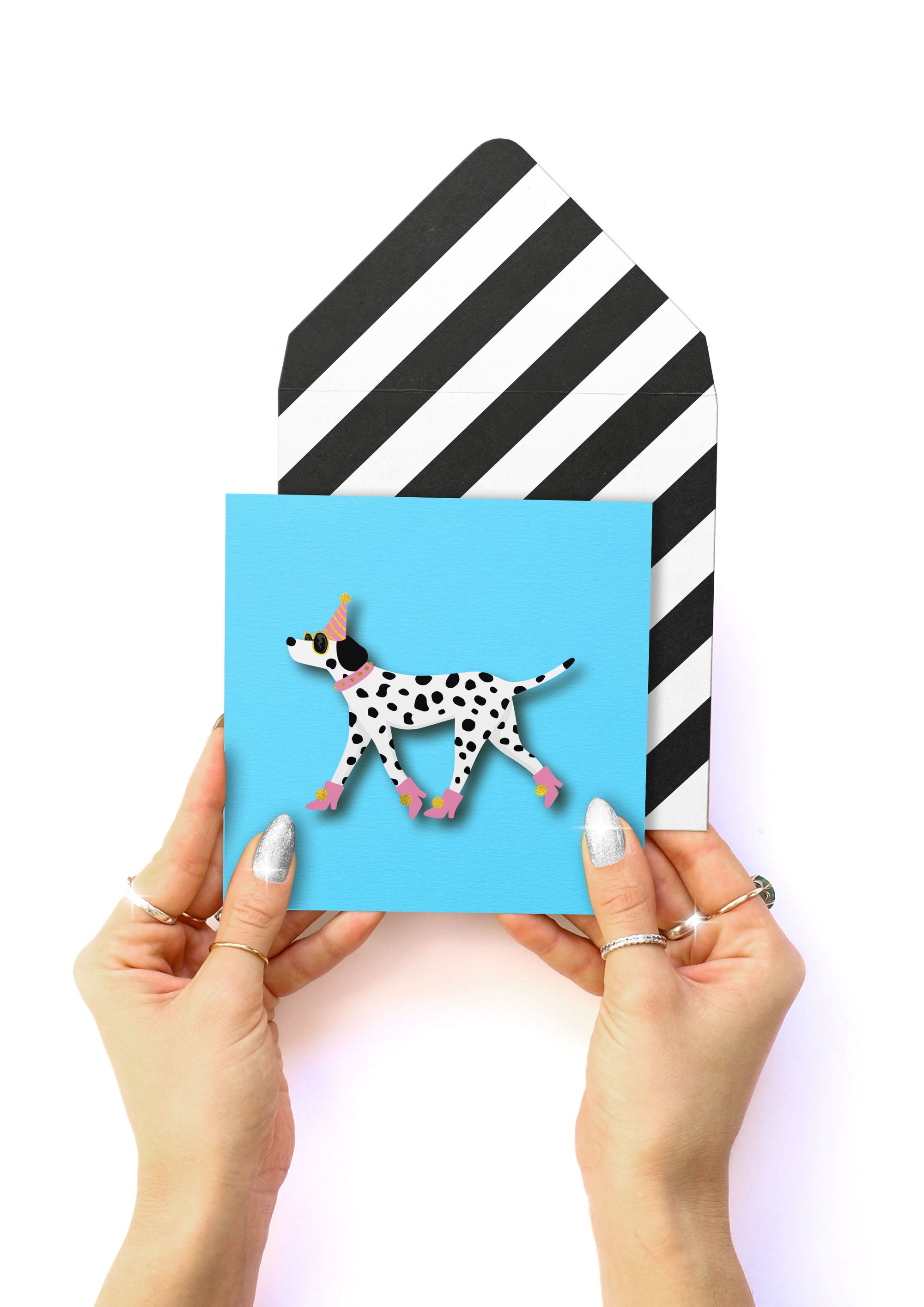 Birthday Party Dalmatian, Handmade Greeting Card