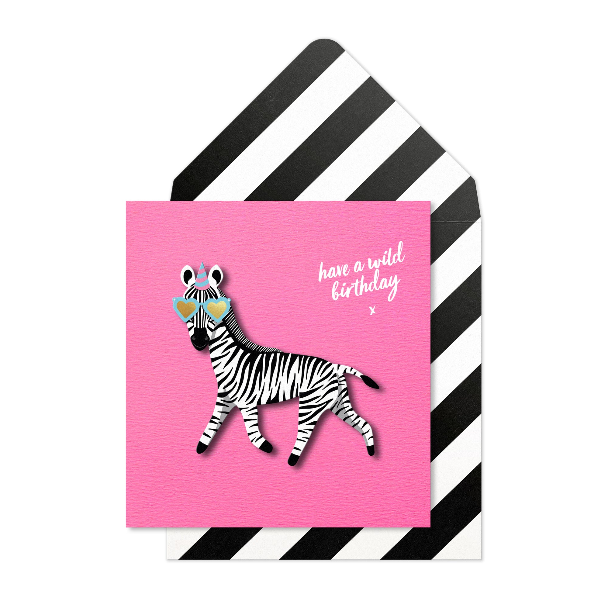 Birthday Zebra, Handmade Greeting Card
