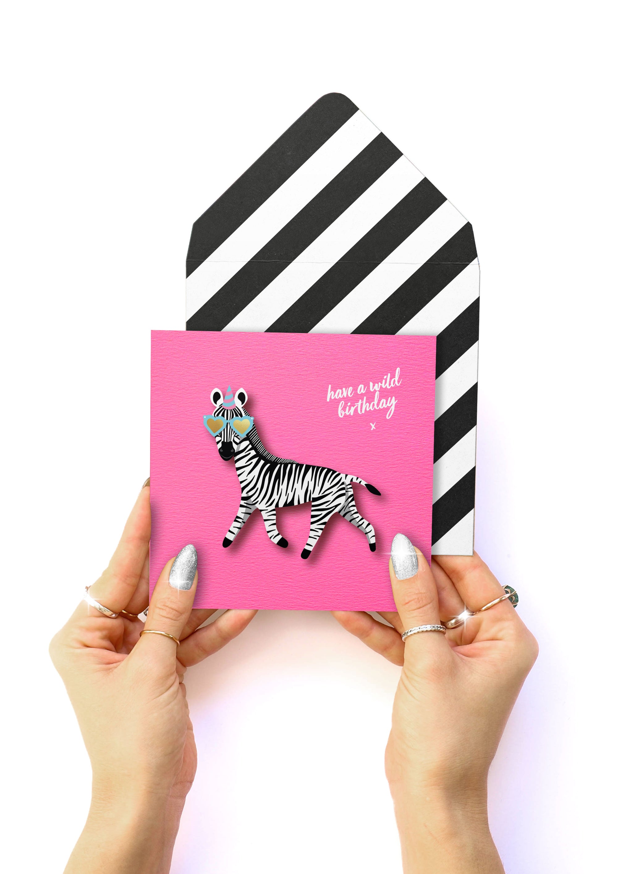 Birthday Zebra, Handmade Greeting Card