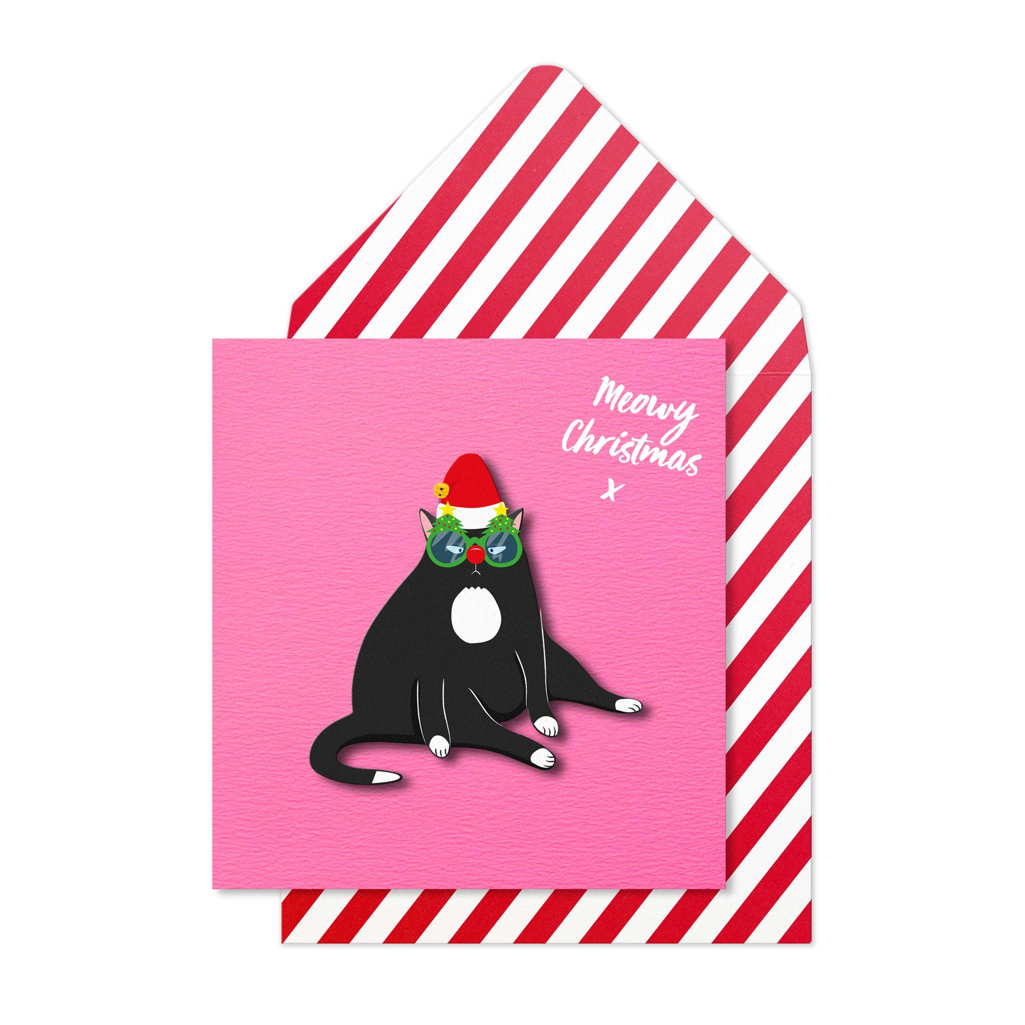 Merry Christmas Grumpy Cat, Handmade Greeting Card