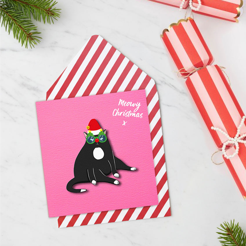 Merry Christmas Grumpy Cat, Handmade Greeting Card
