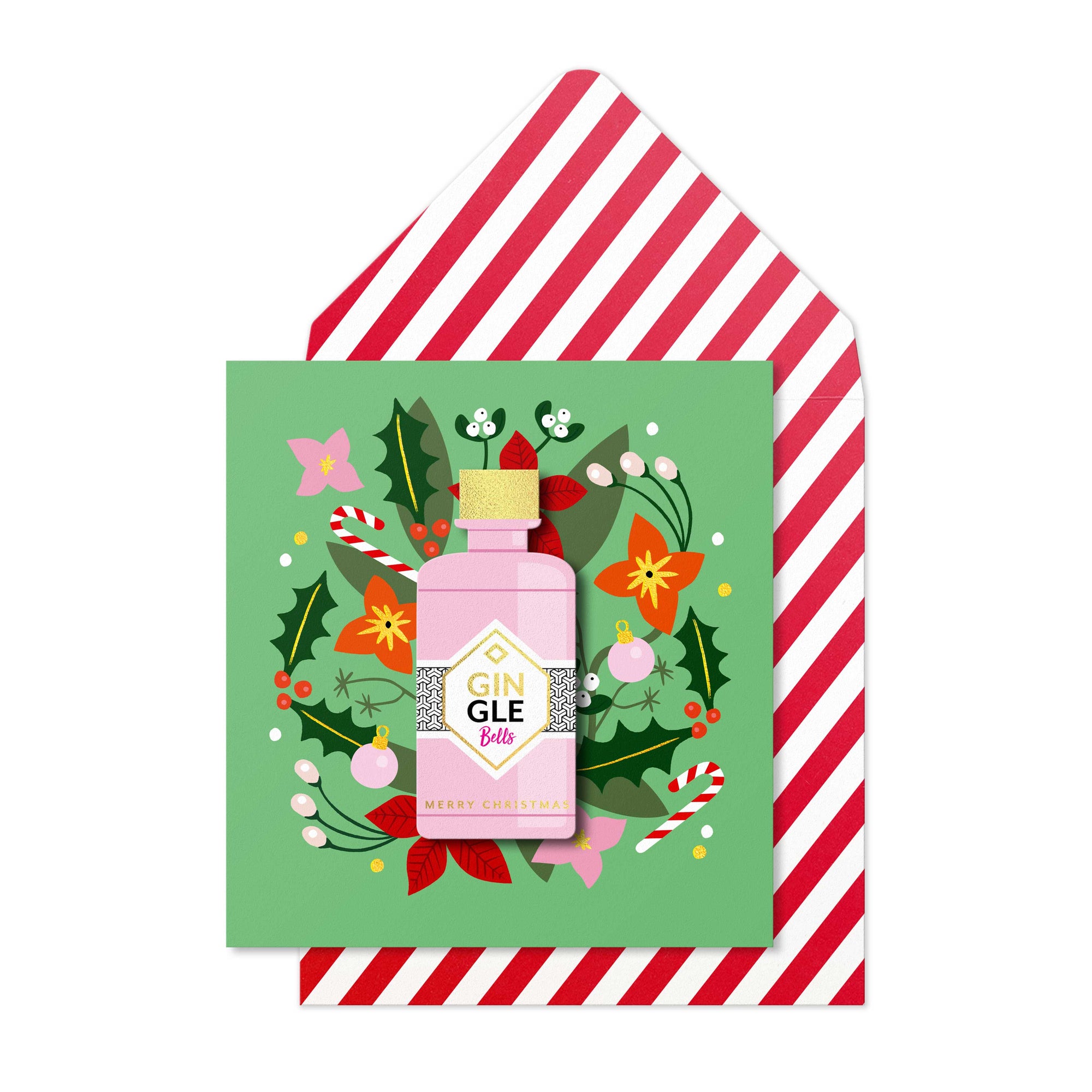 Gin-gle Bell Gin, Handmade Greeting Card