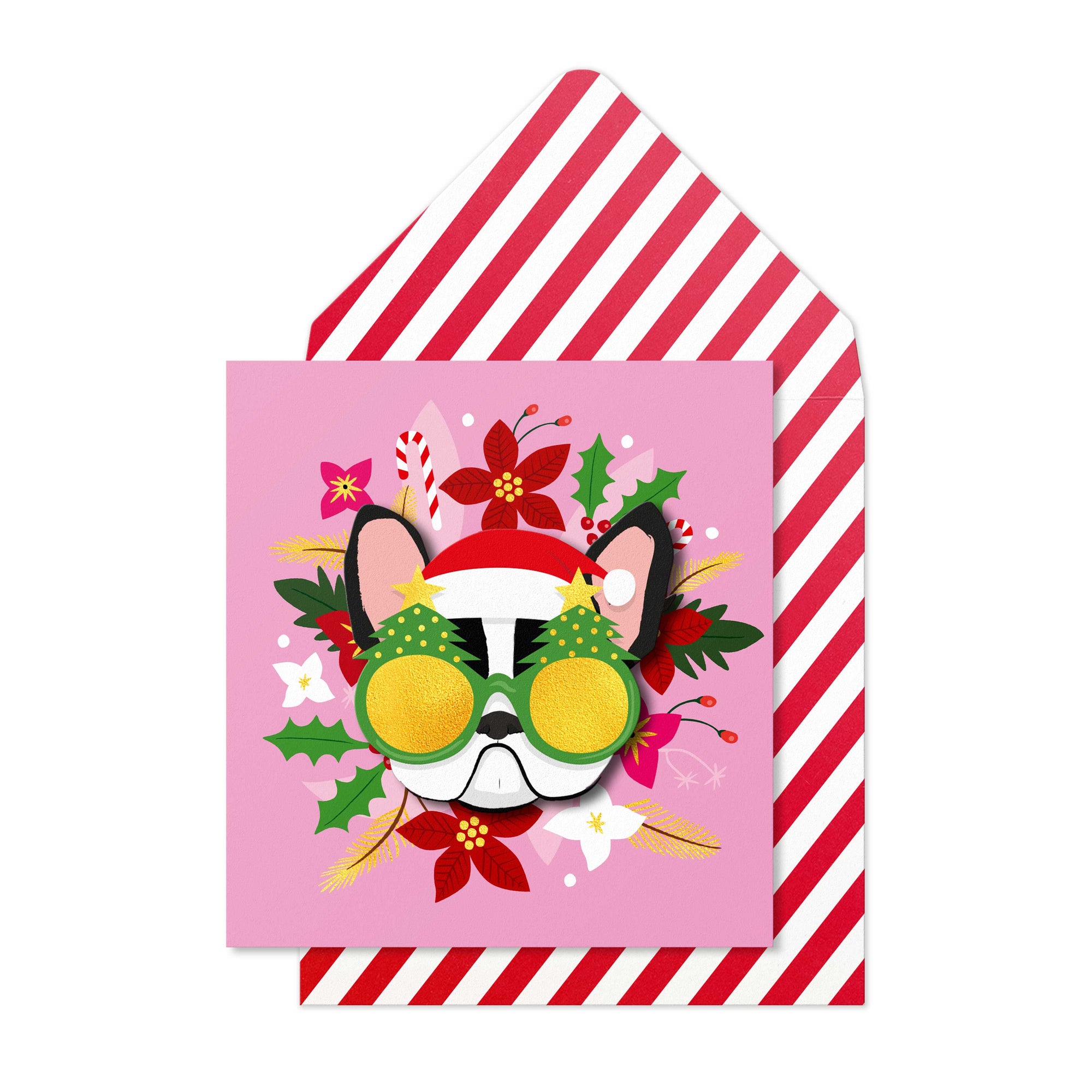Christmas Frenchie, Handmade Greeting Card
