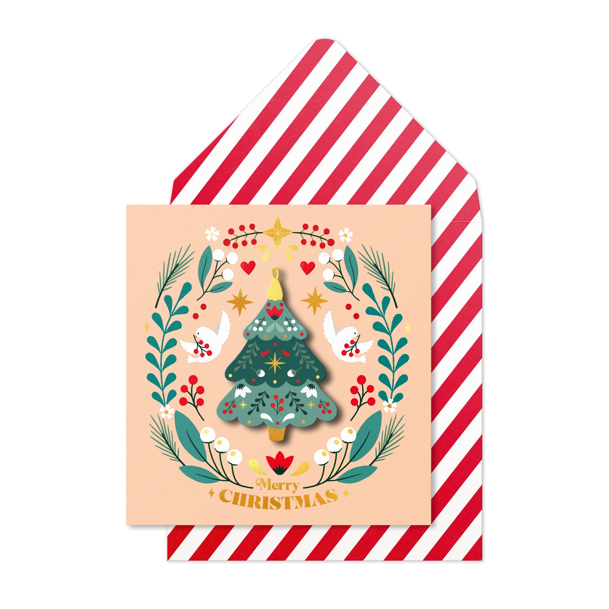 3D Christmas Tree Ornament, Handmade Greeting Card