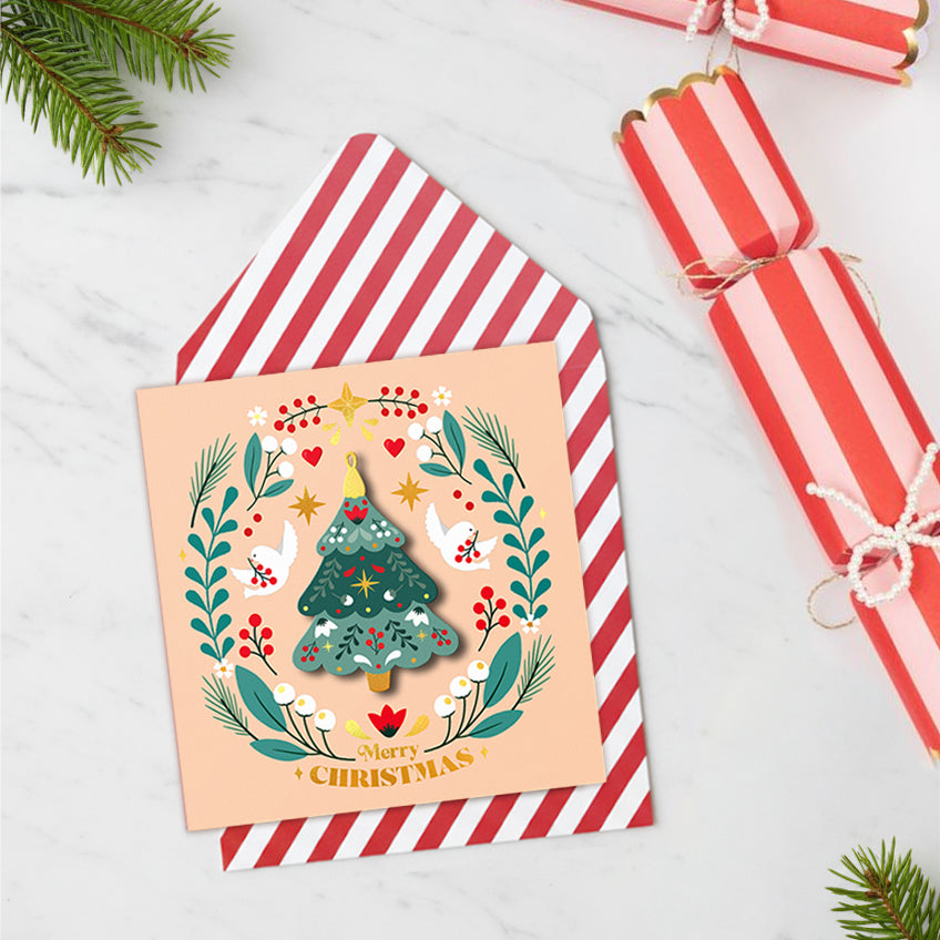 3D Christmas Tree Ornament, Handmade Greeting Card