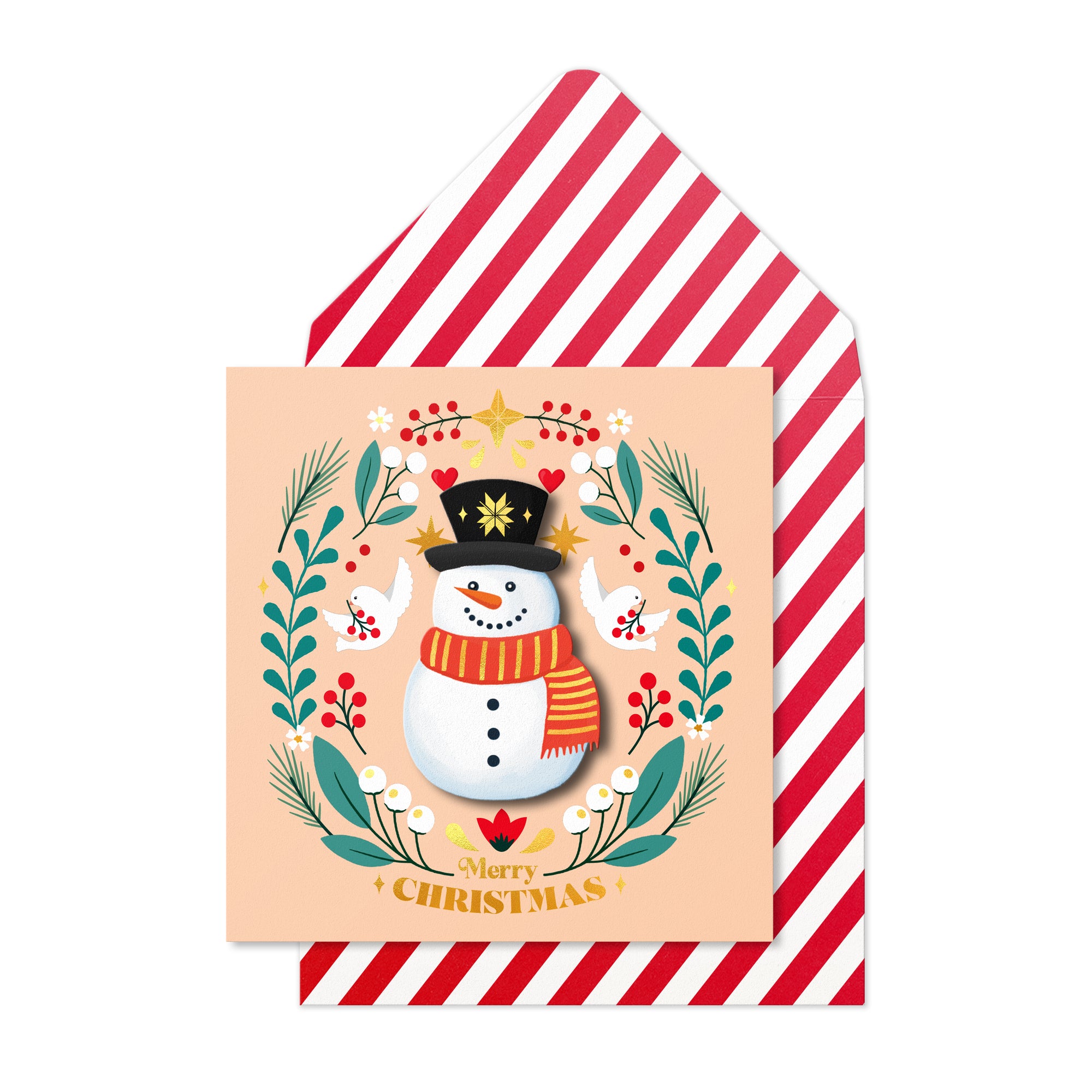 3D Christmas Snowman, Handmade Greeting Card