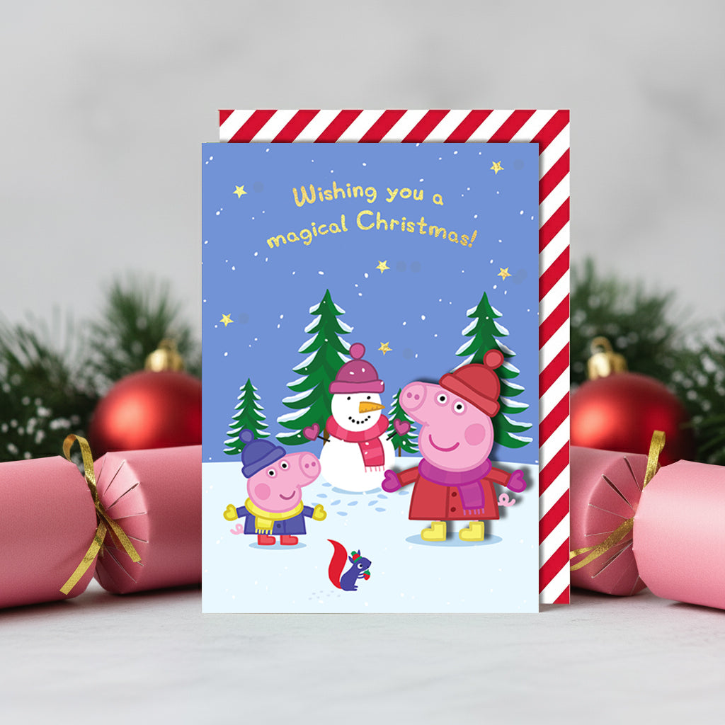 Magical Christmas Snowman, Peppa Pig Handmade Greeting Card
