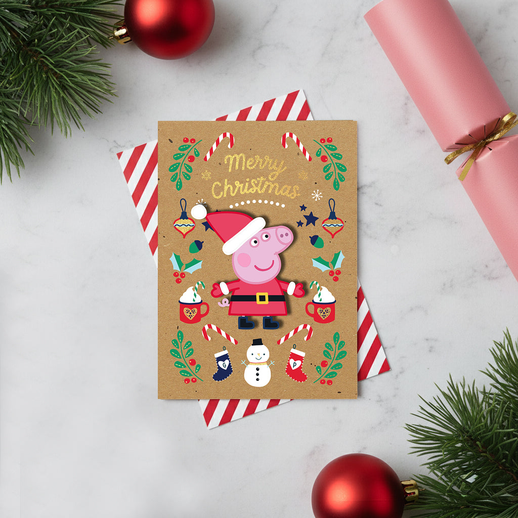 Merry Christmas Santa, Peppa Pig Handmade Greeting Card