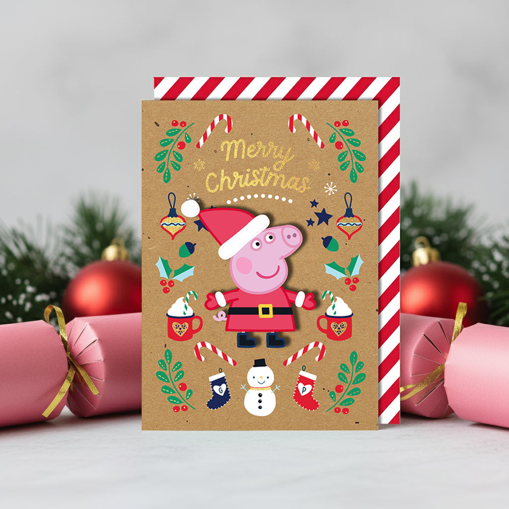 Merry Christmas Santa, Peppa Pig Handmade Greeting Card