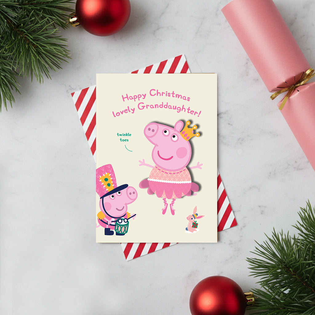 Happy Christmas Lovely Granddaughter! Peppa Pig Handmade Greeting Card