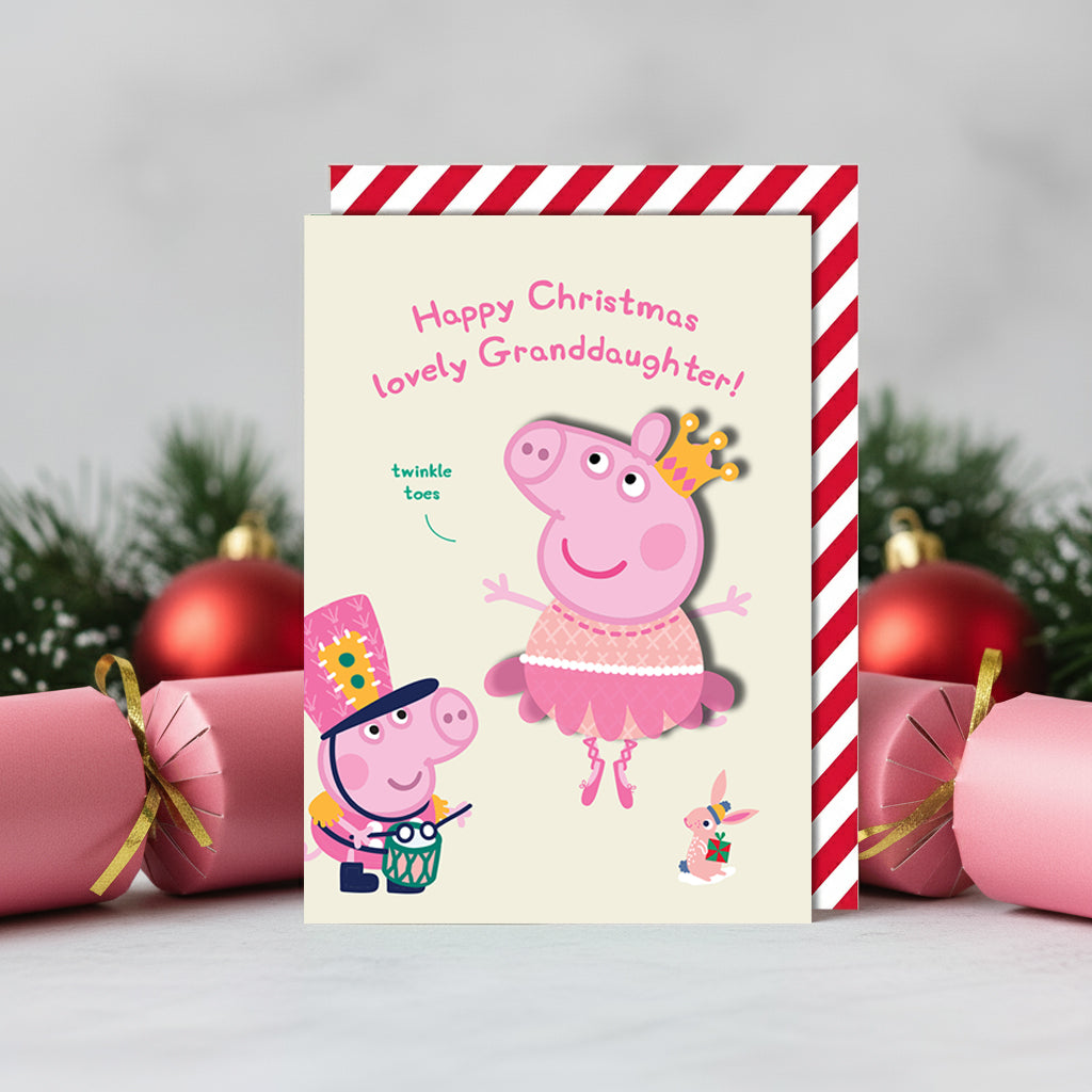 Happy Christmas Lovely Granddaughter! Peppa Pig Handmade Greeting Card