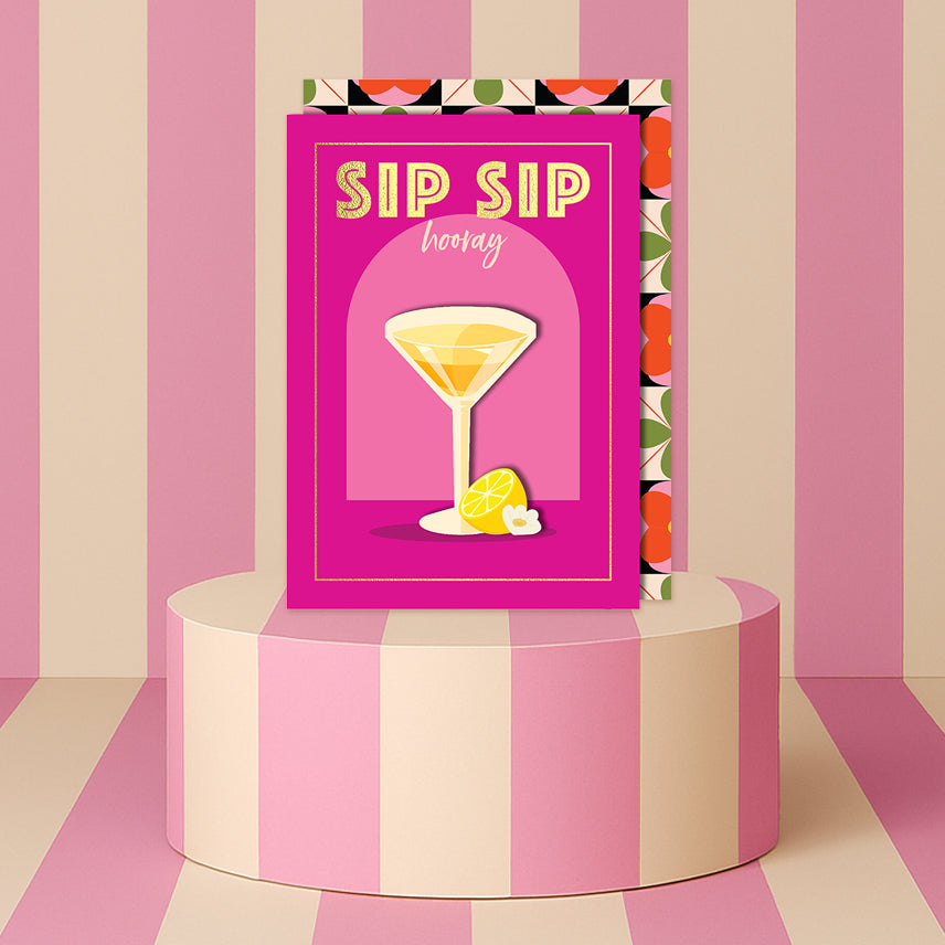 Sip Sip, Hooray Lemon Martini Greeting Card