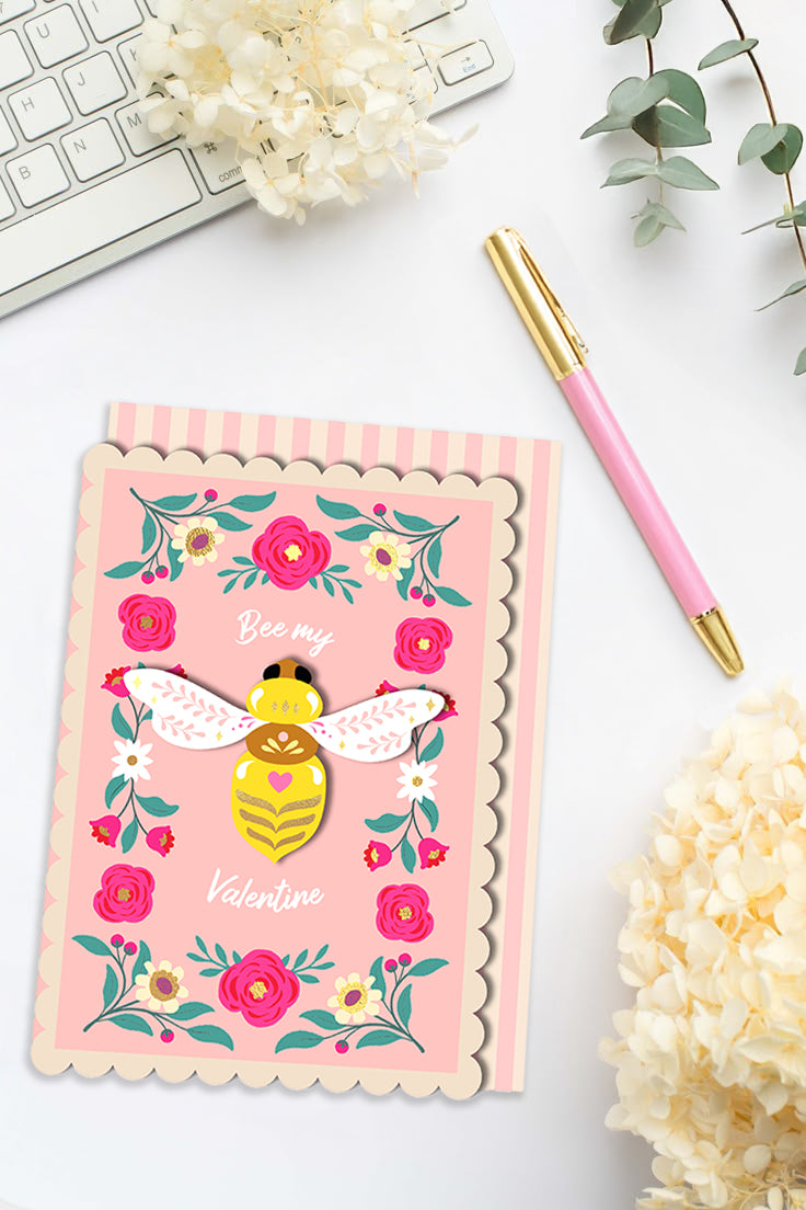 Bee My Valentine, 3D Handmade Greeting Card