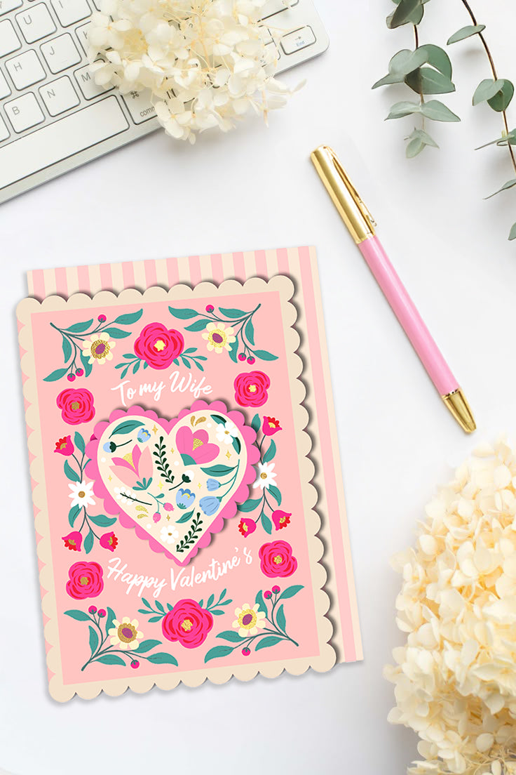 To My Wife, Happy Valentines, Handmade Greeting Card