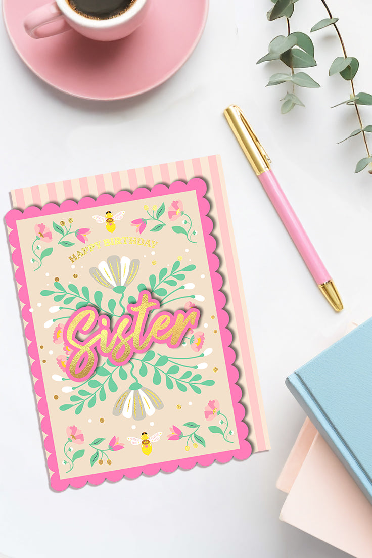 Happy Birthday Sister - Premium 3D Greeting Card