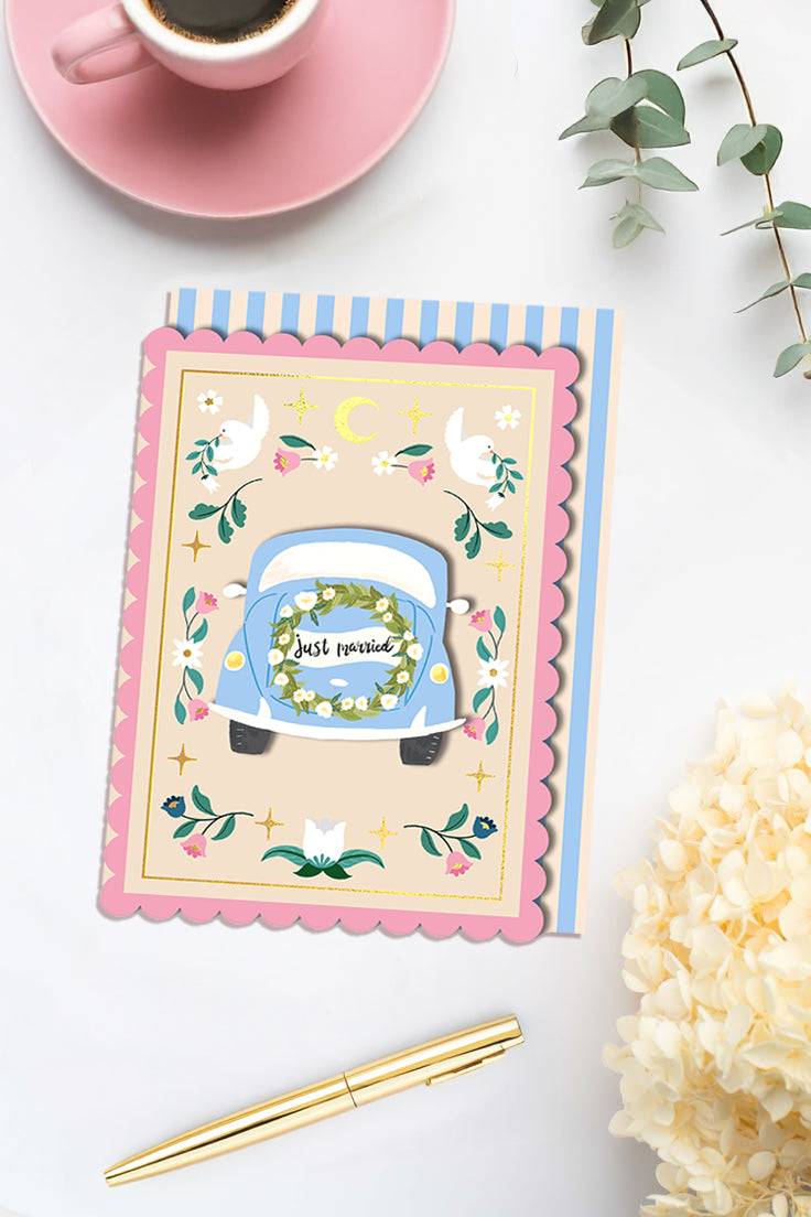 Just Married Wedding Greeting Card
