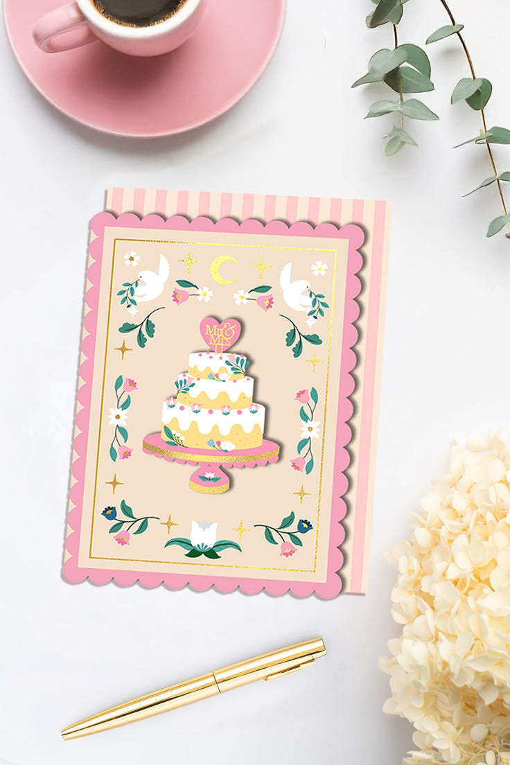 Mr & Mrs Wedding Cake - 3D Greeting Card