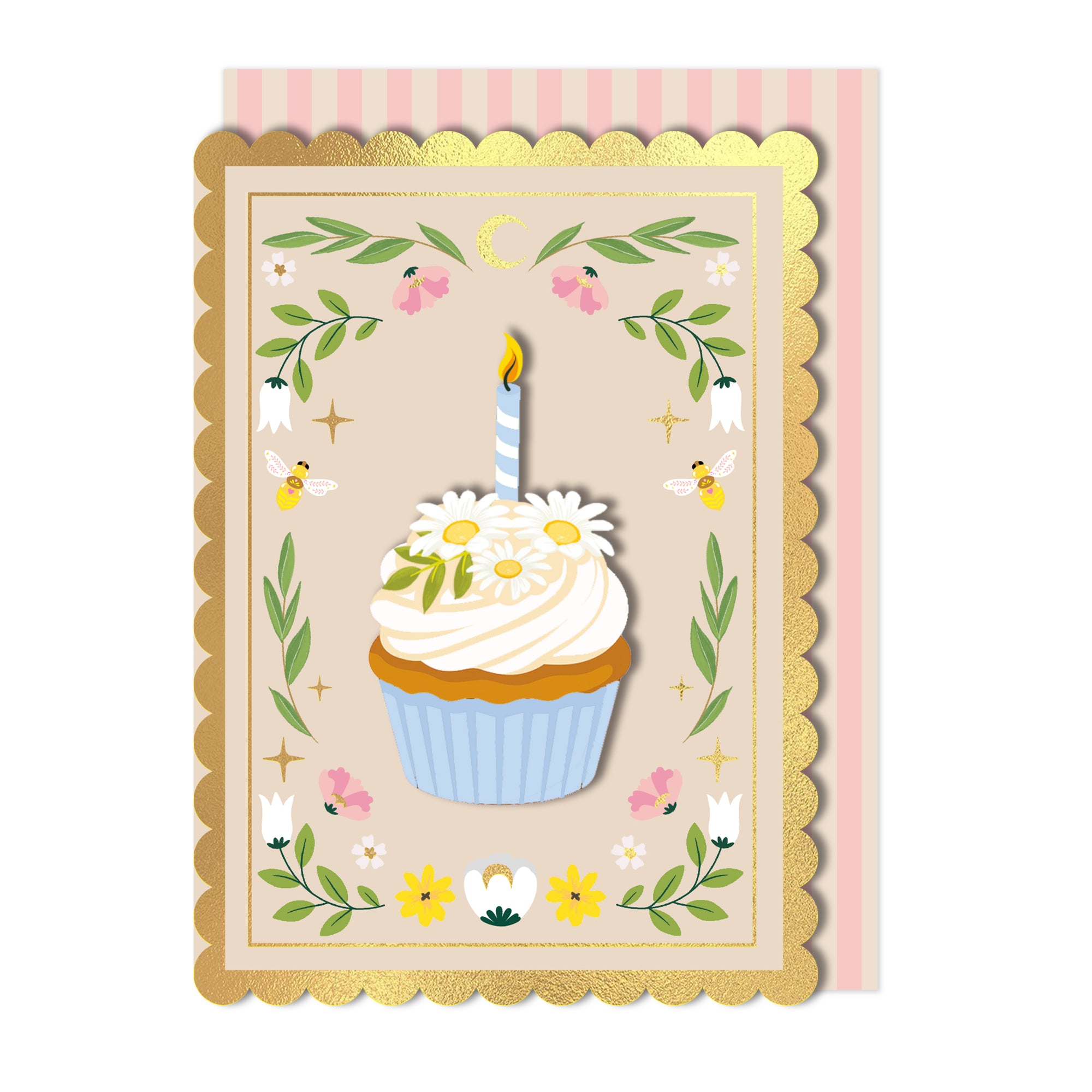 3D Handmade Cupcake, Gold Foiled Birthday Card