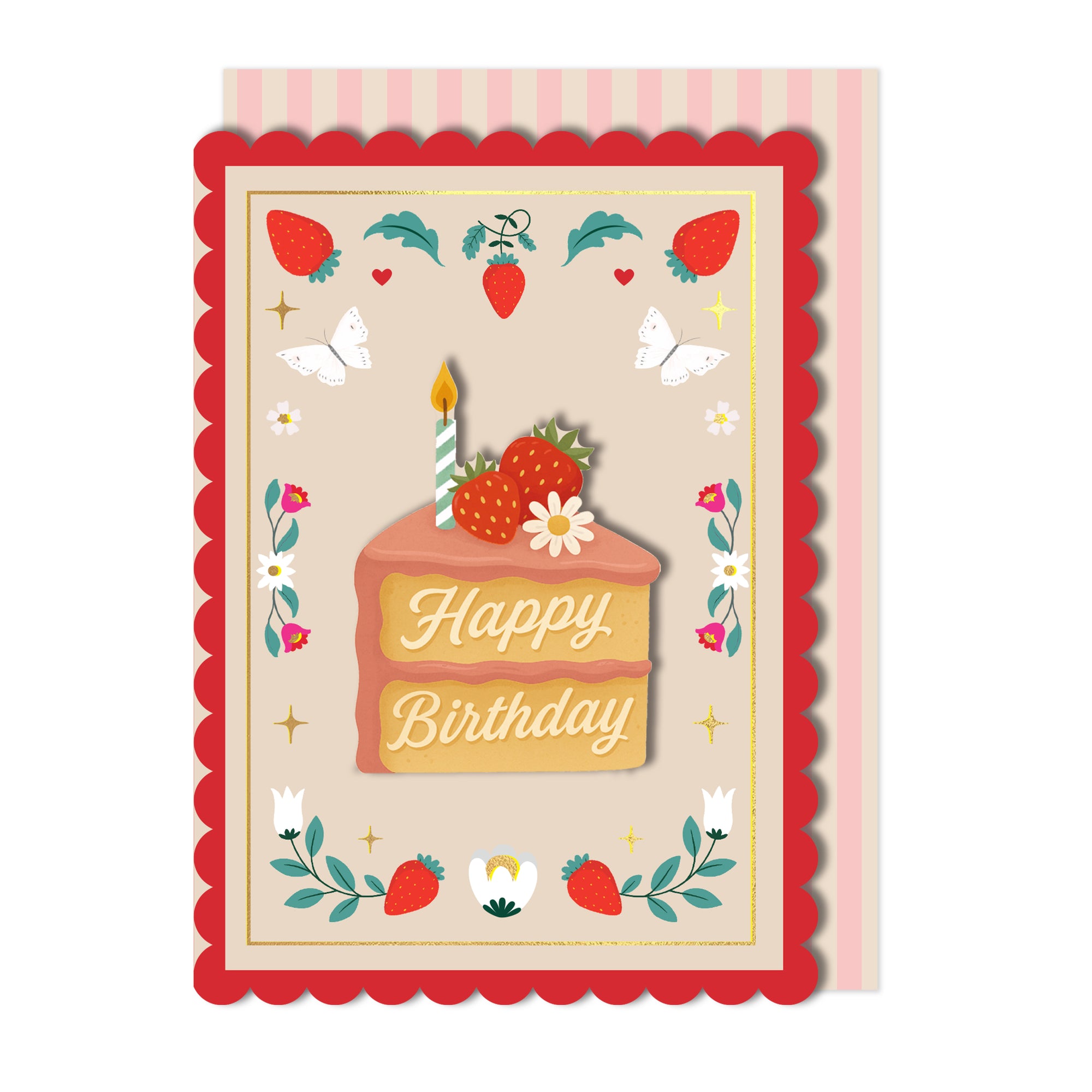 3D Handmade Slice Of Cake Gold Foiled Birthday Card