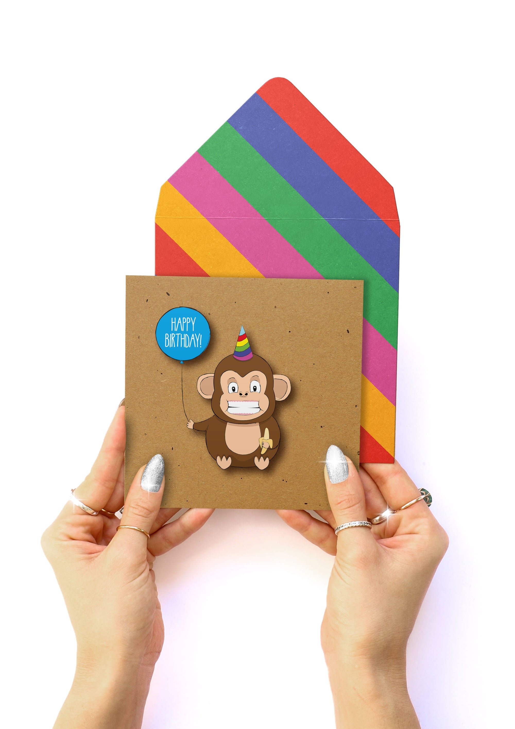 Happy Birthday Monkey, Handmade Greeting Card