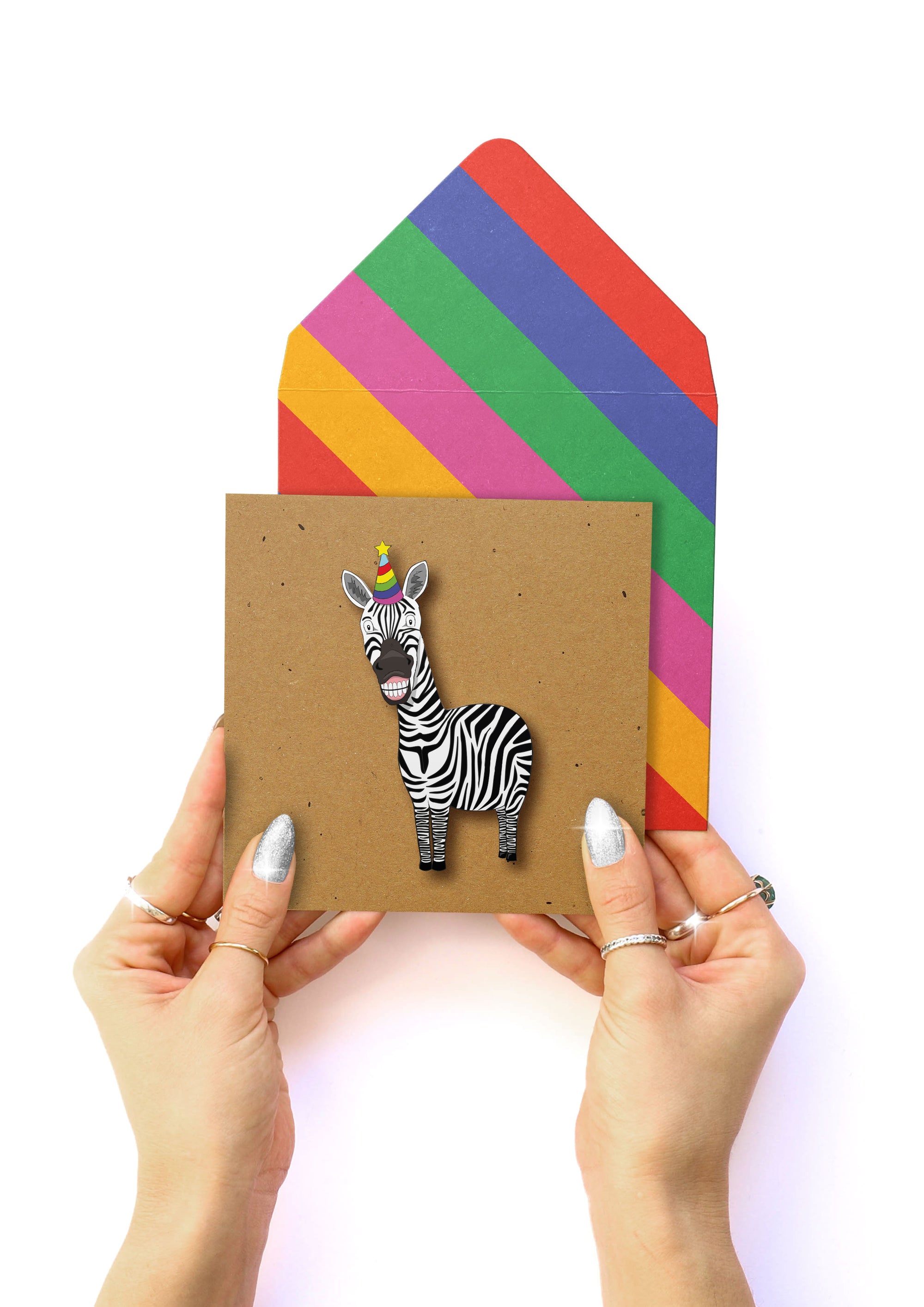 Funny Birthday Zebra, Kids Handmade Greeting Card