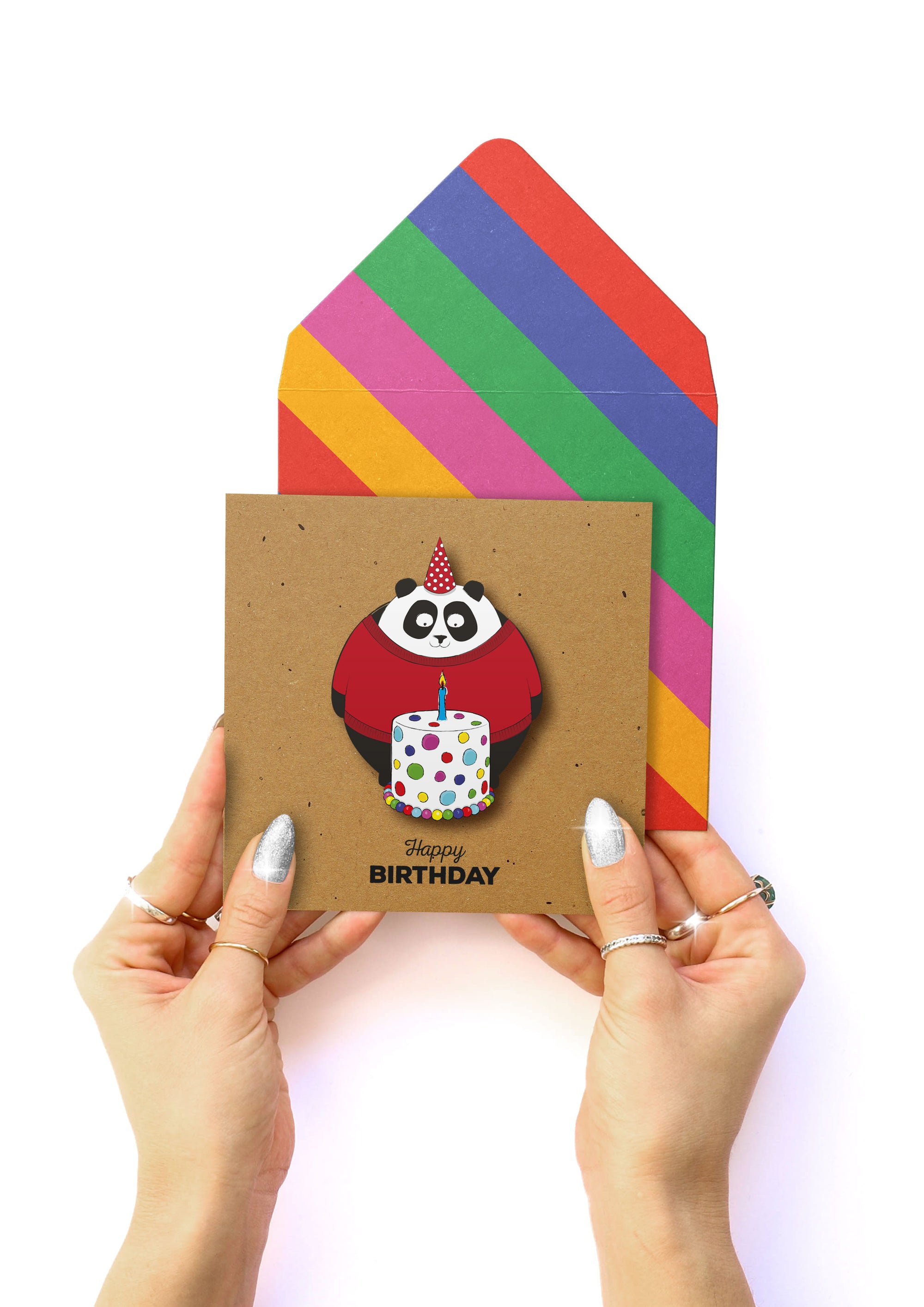 Happy Birthday Panda, Handmade Greeting Card