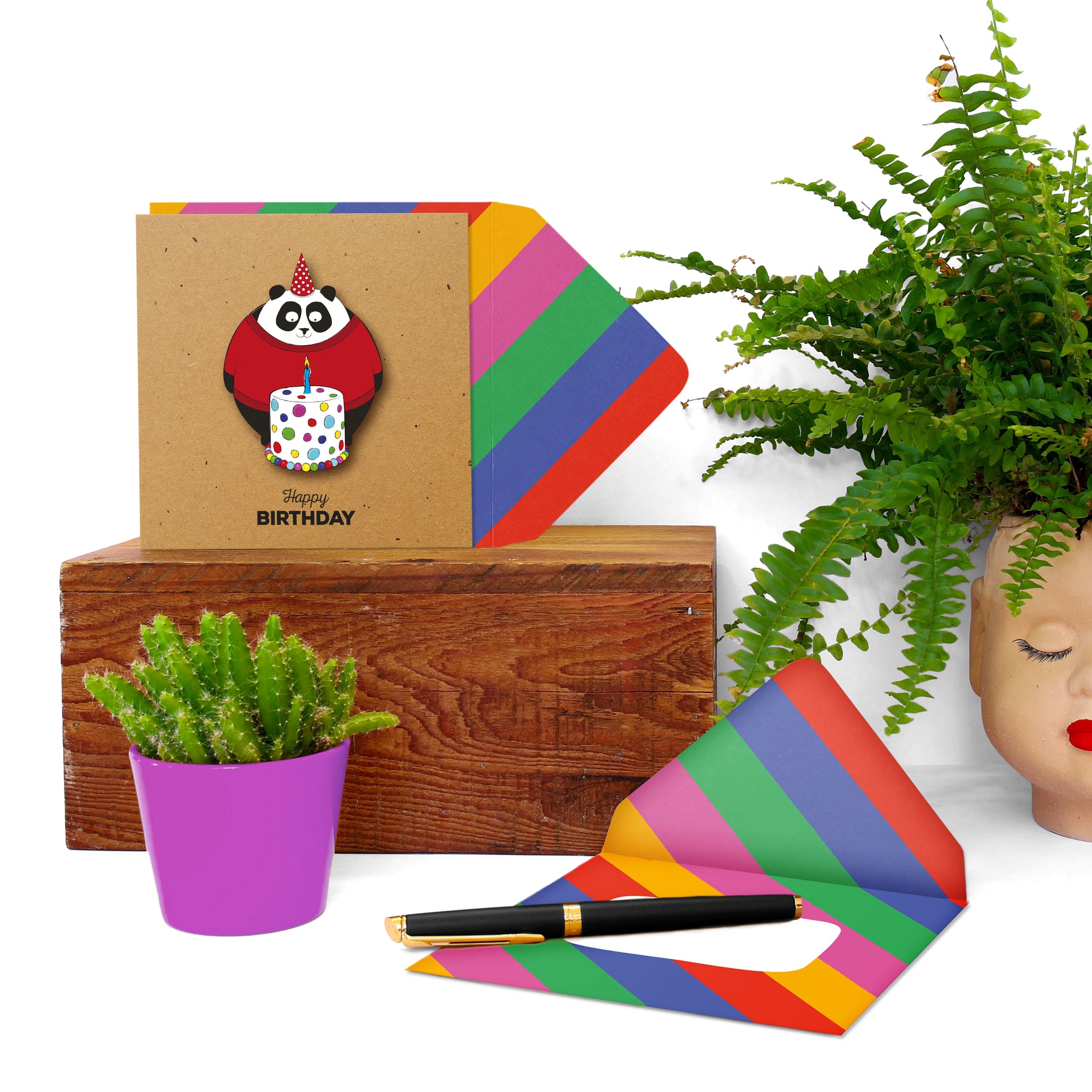 Happy Birthday Panda, Handmade Greeting Card