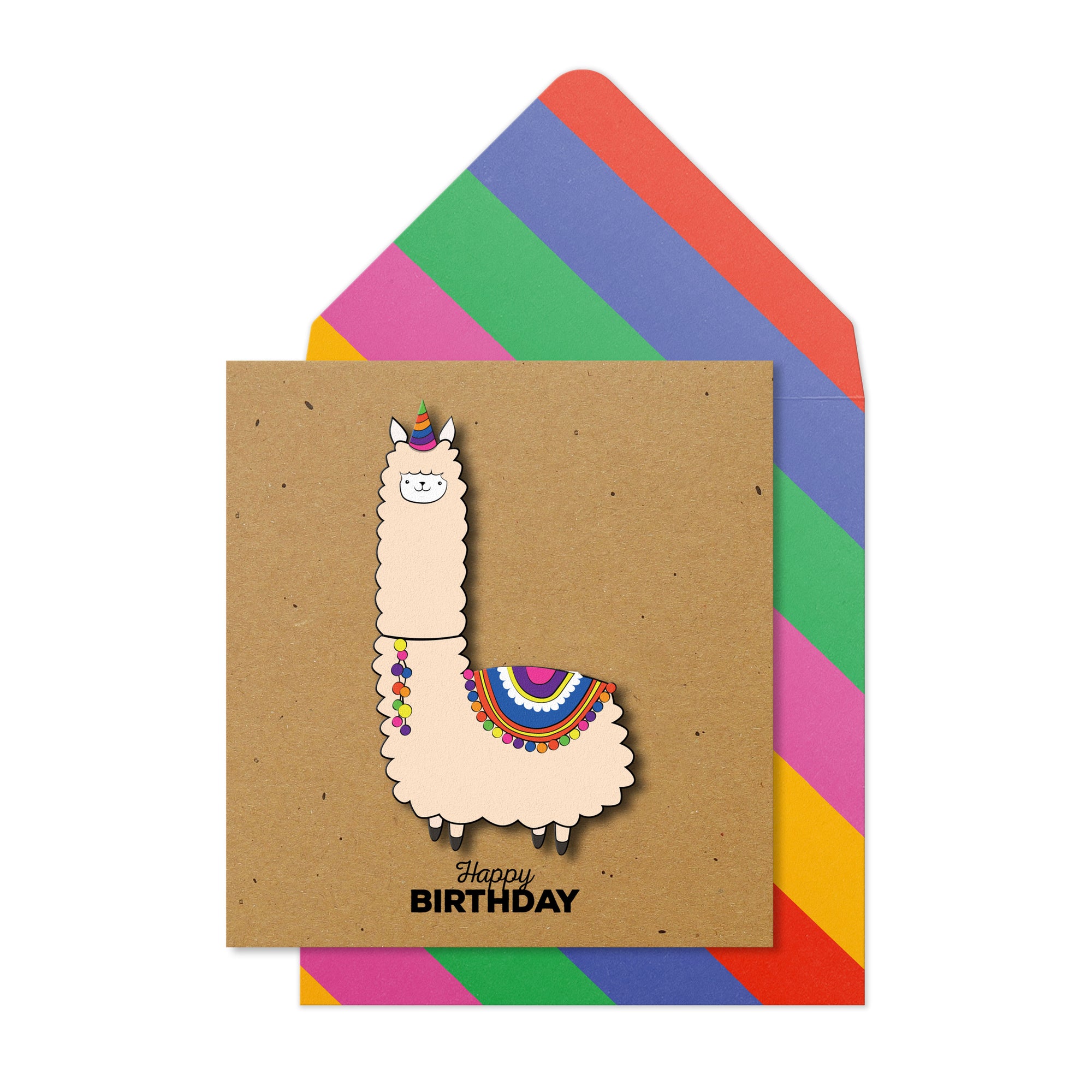 Happy Birthday Llama, Handmade Greeting Card