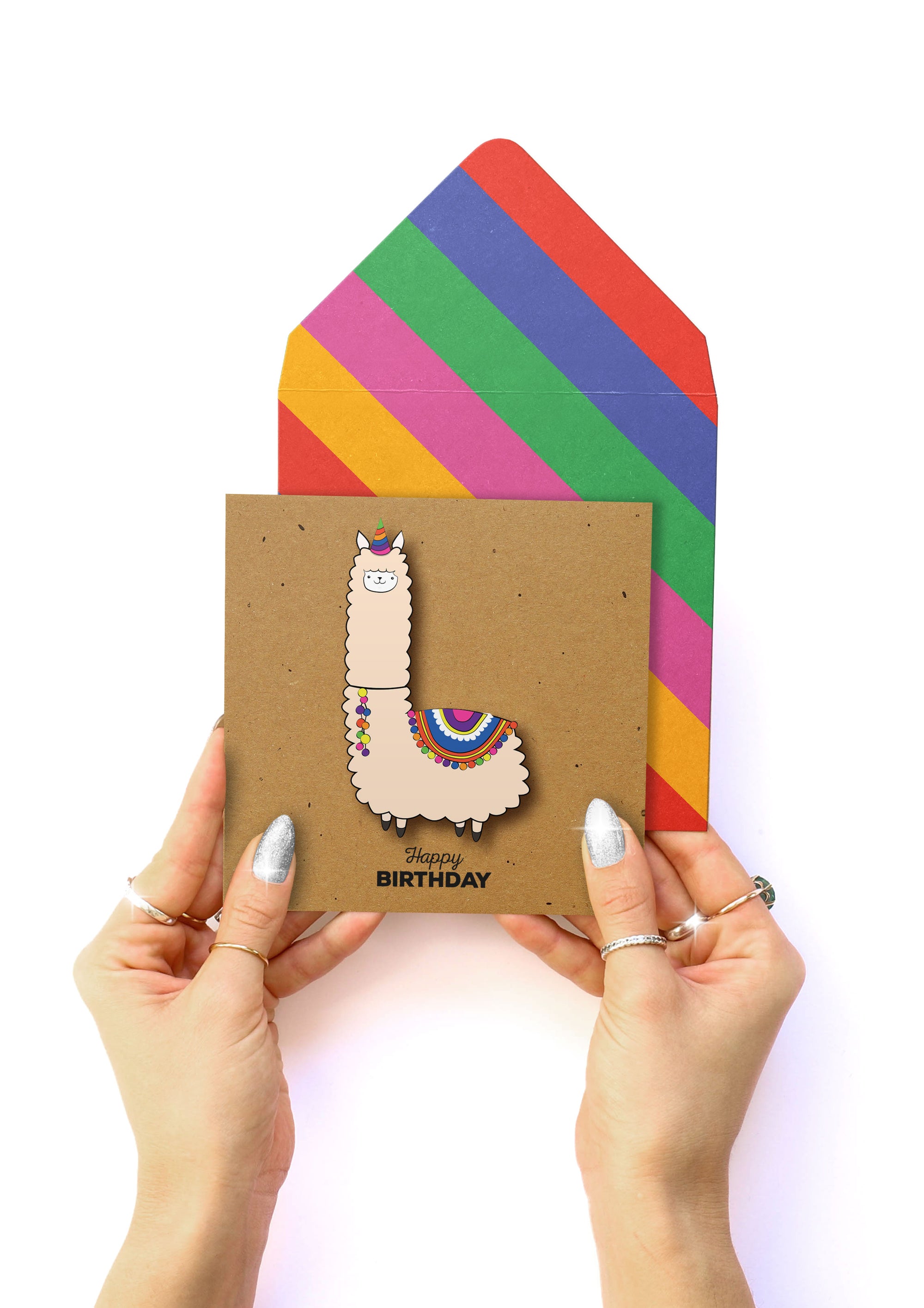 Happy Birthday Llama, Handmade Greeting Card