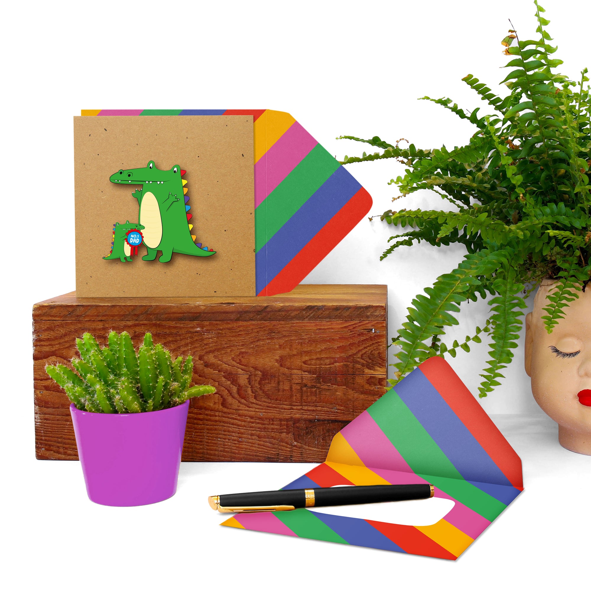 No.1 Dad Crocodile, Happy Fathers Day, Handmade Greeting Card