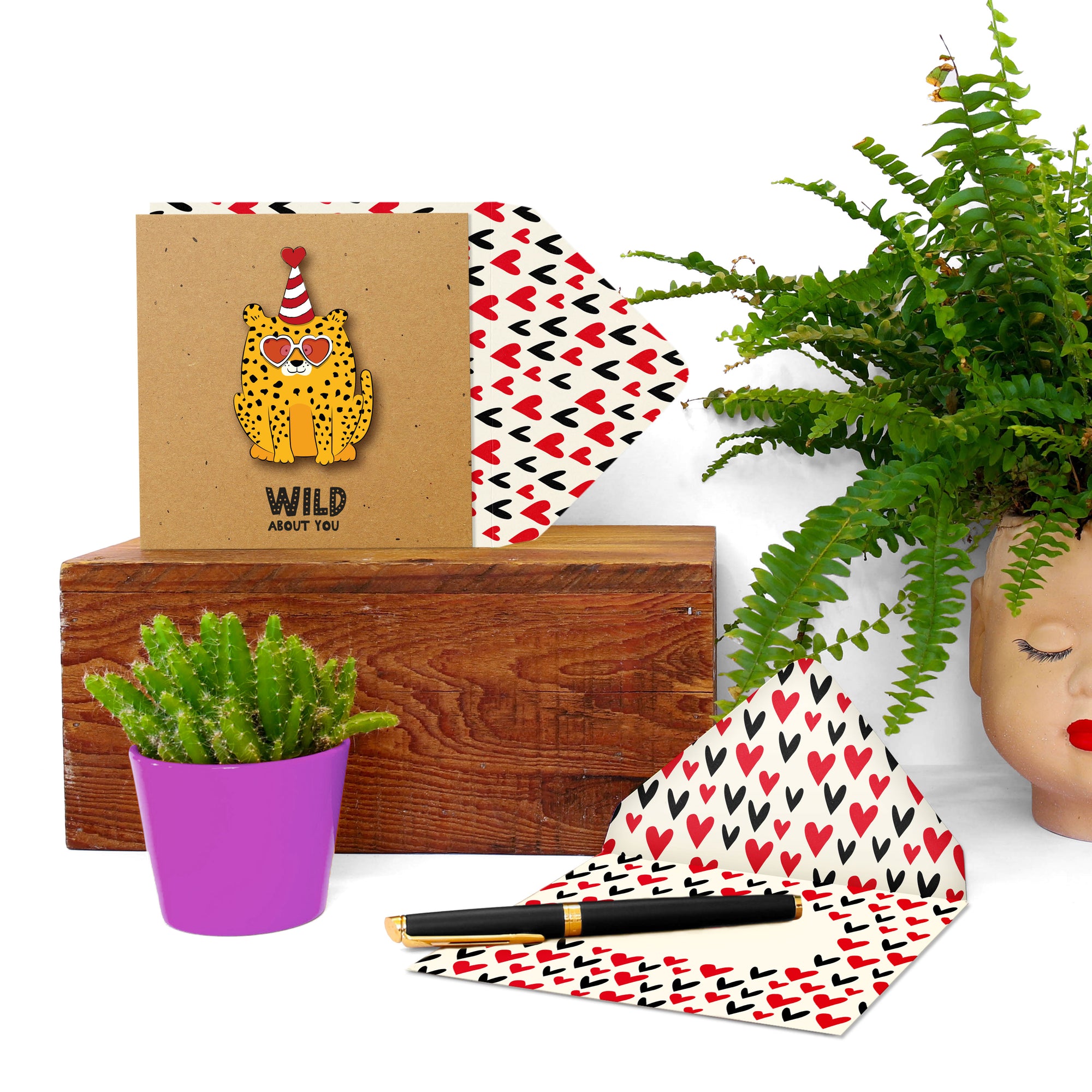 Wild about you, Romantic Handmade Greeting Card