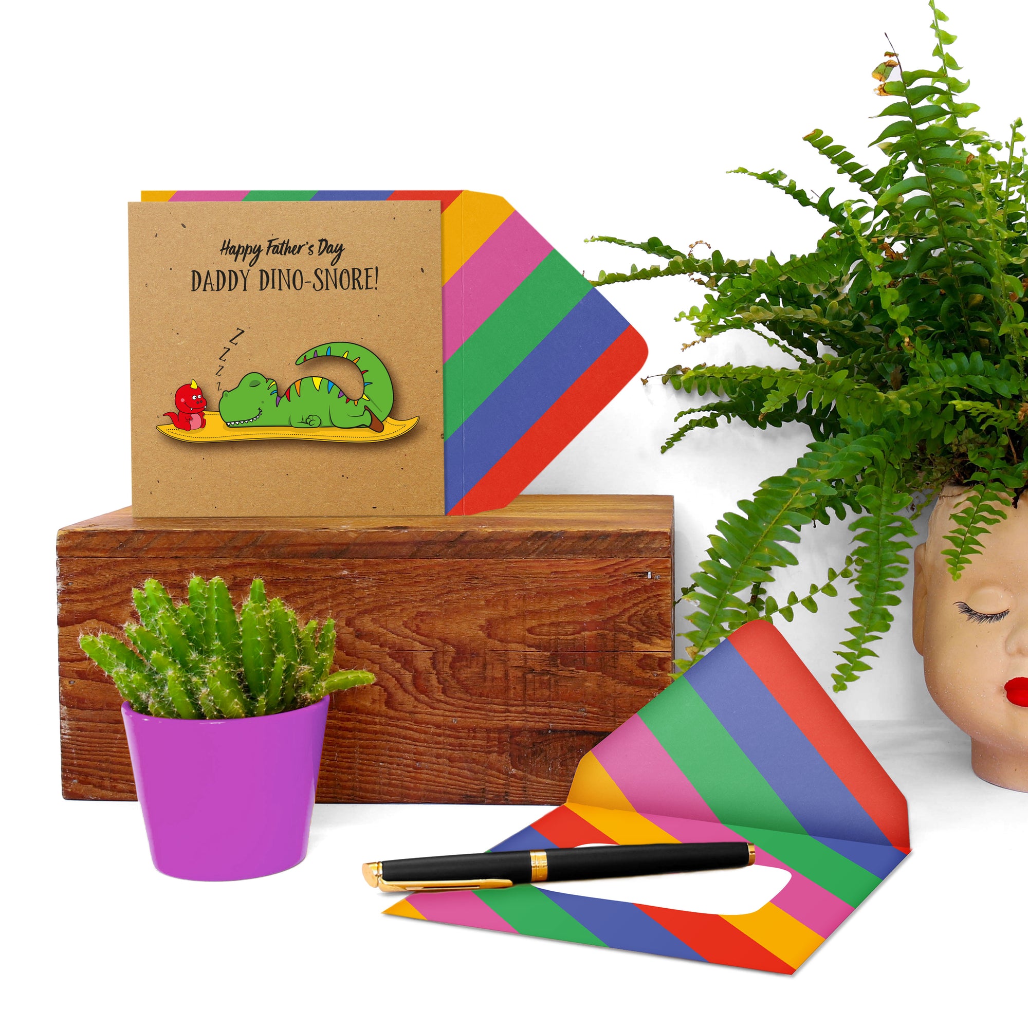 Daddy Dino-Snore, Fathers Day, Handmade Greeting Card