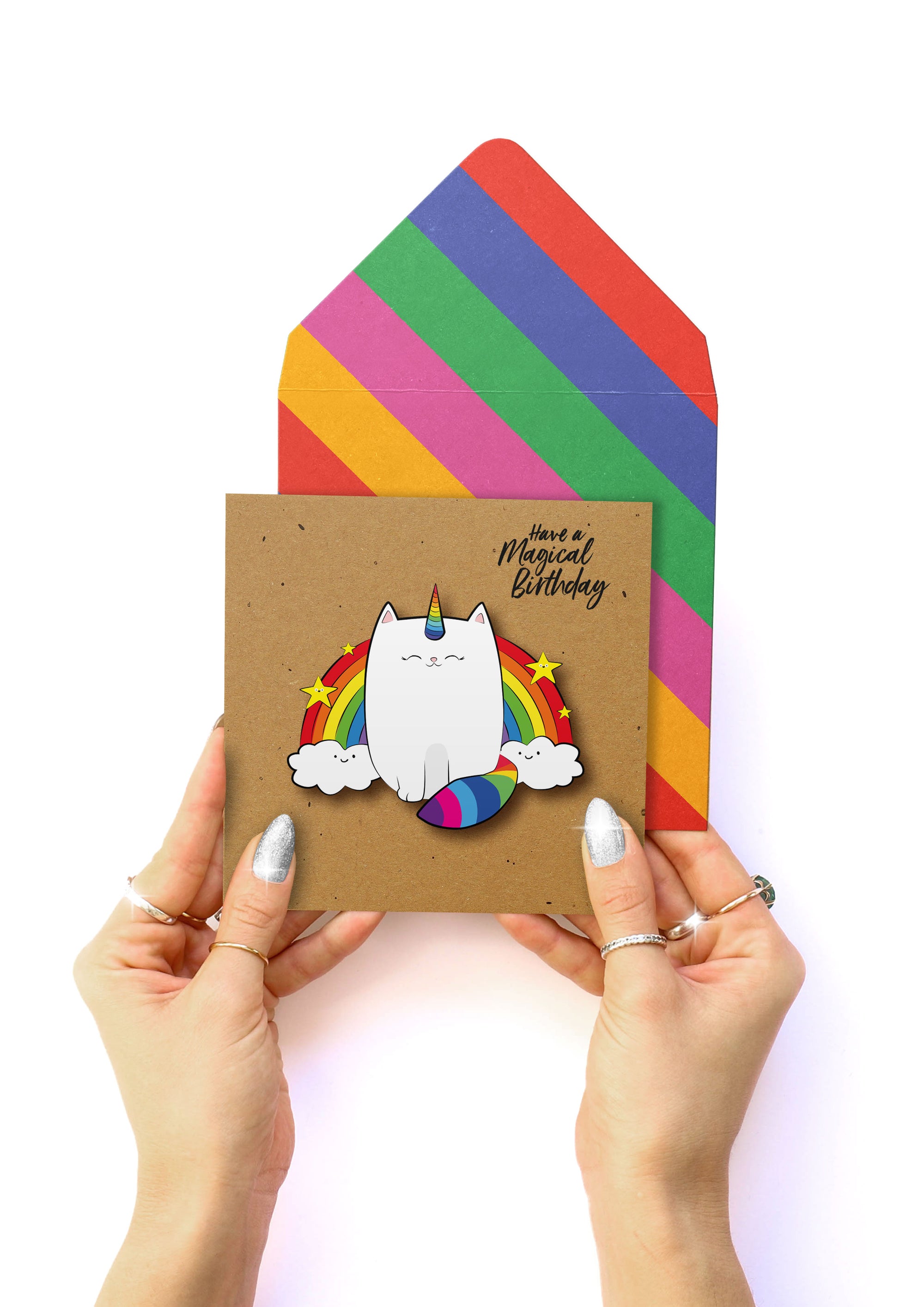 Meowgical Cat, 3D Handmade Greeting Card