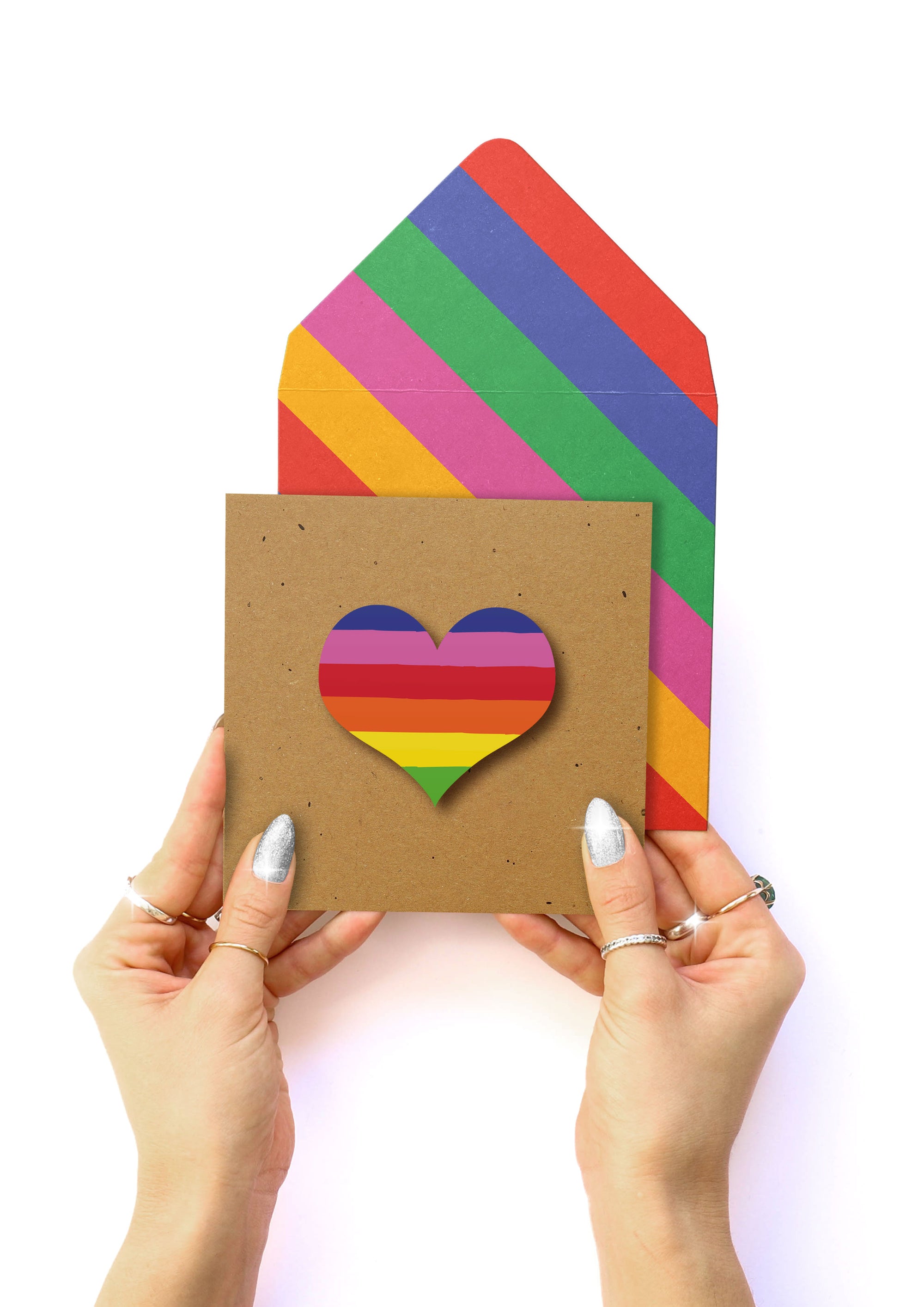Rainbow Heart, Handmade Greeting Card